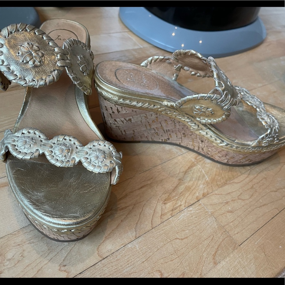 Gold Jack Rogers Wedges